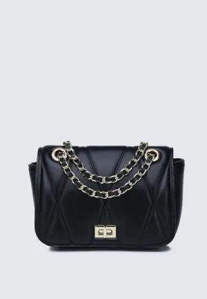 Raina Quilted Chain Strap Bag (Black)