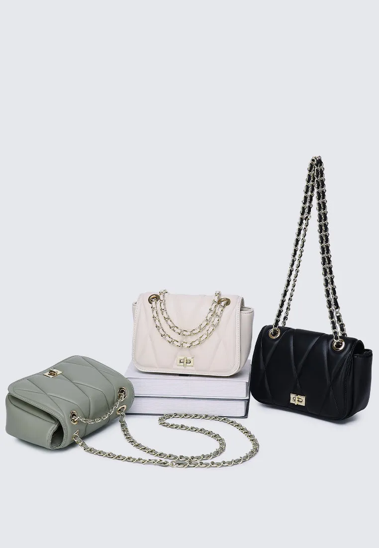 Raina Quilted Chain Strap Bag (Black)