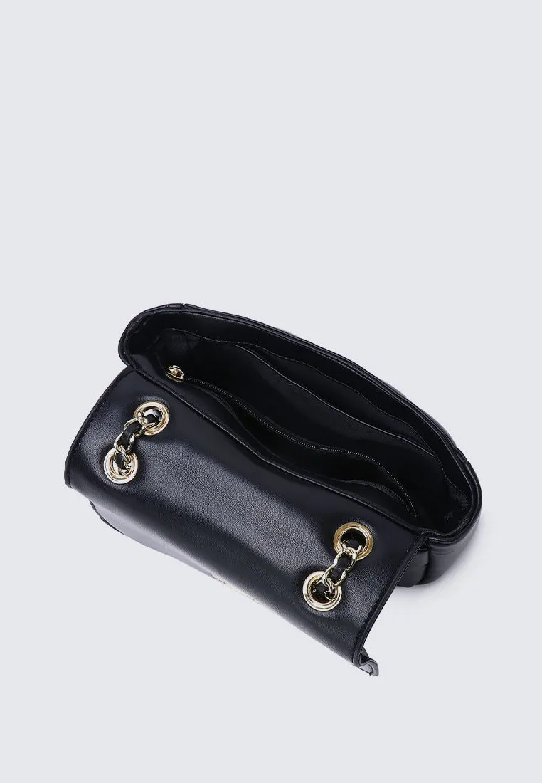 Raina Quilted Chain Strap Bag (Black)