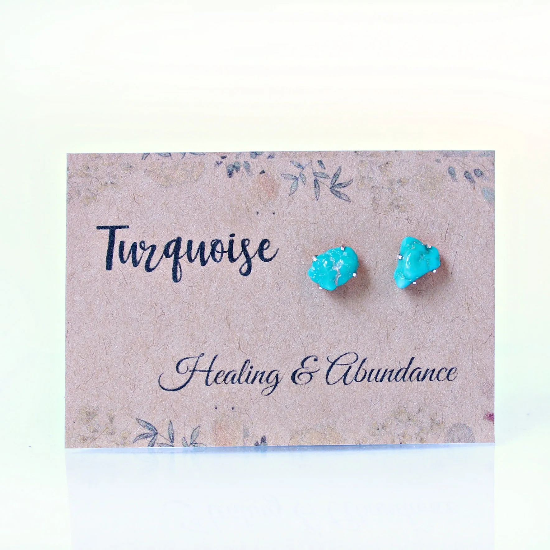 Raw Turquoise Earrings Set in 925 Sterling Silver Studs