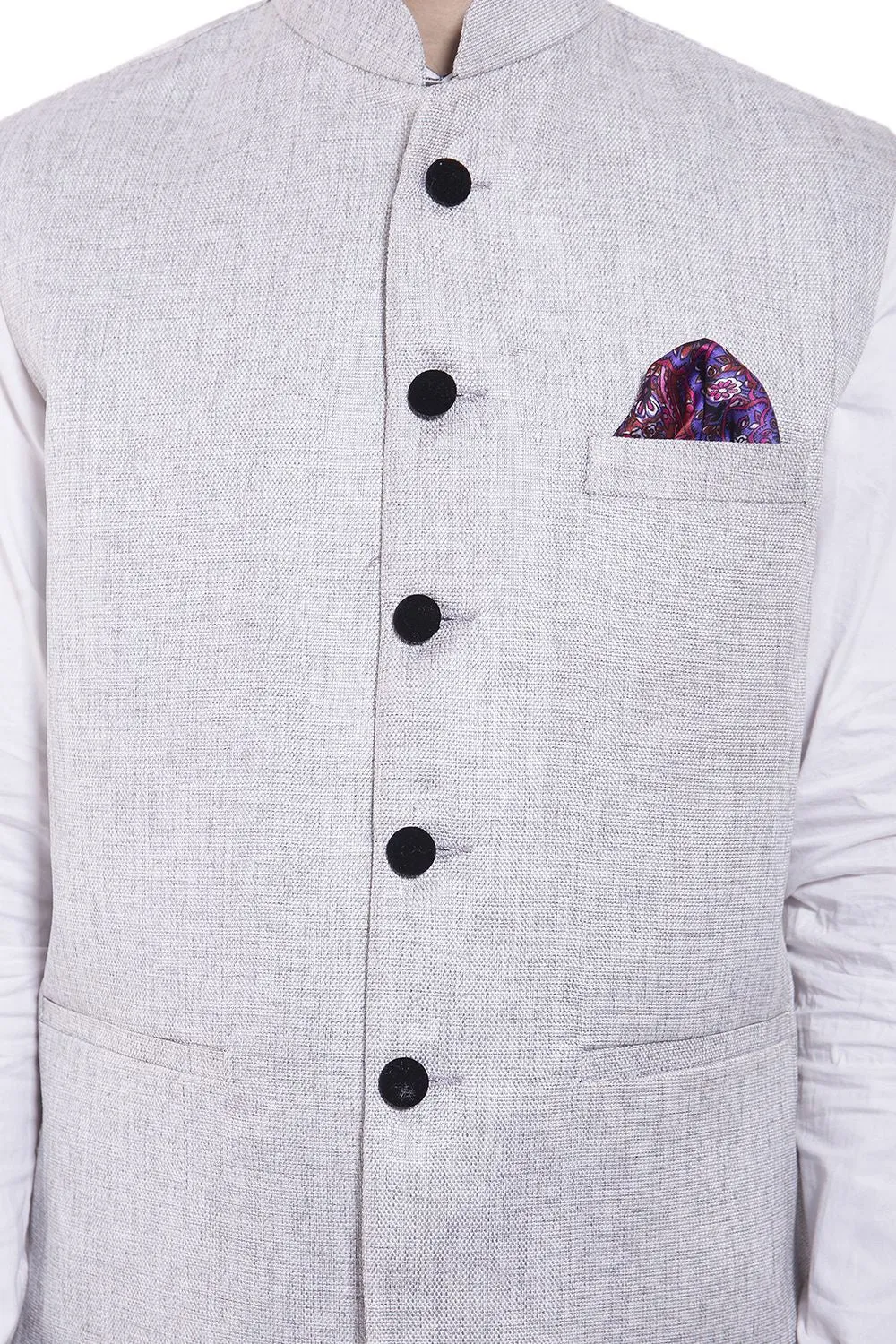Rayon Grey Modi Nehru Jacket