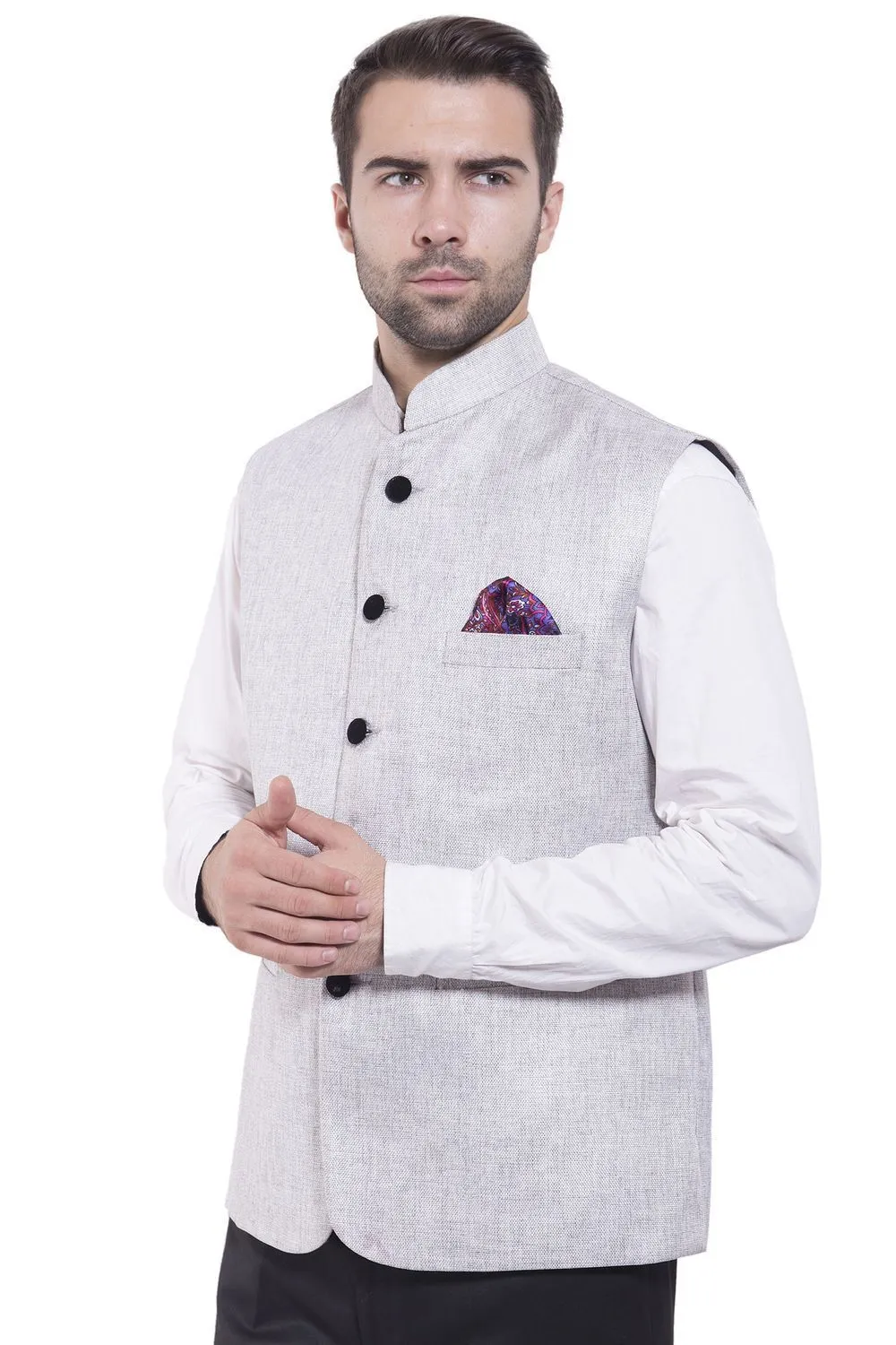 Rayon Grey Modi Nehru Jacket