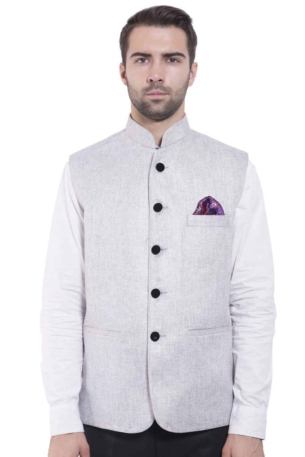 Rayon Grey Modi Nehru Jacket