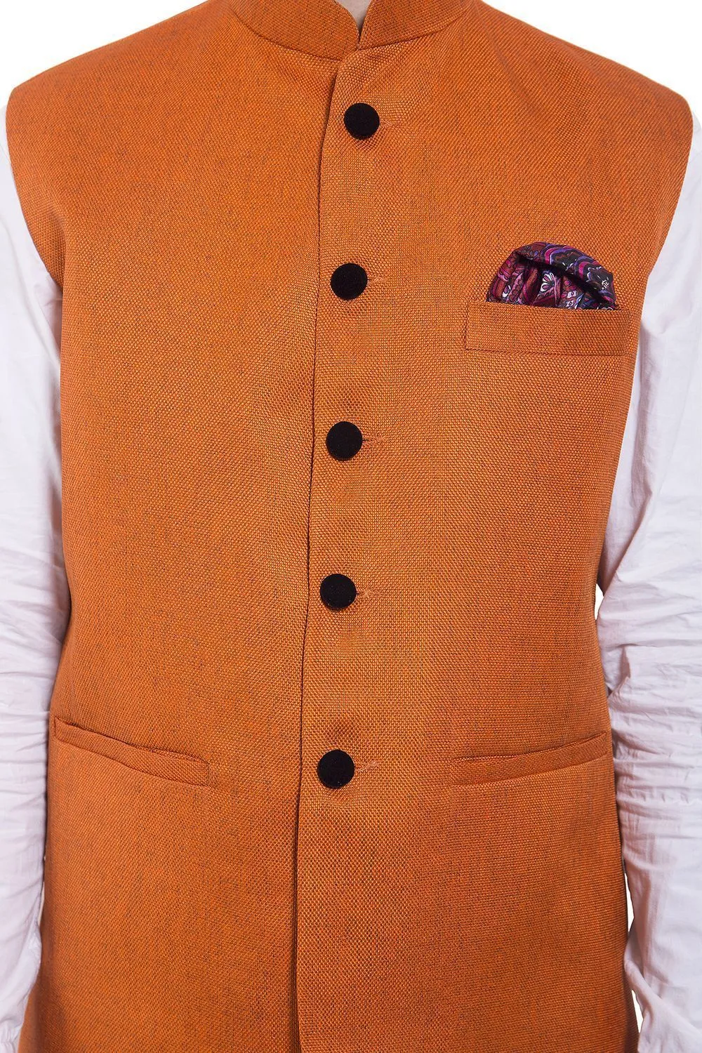 Rayon Orange Modi Nehru Jacket