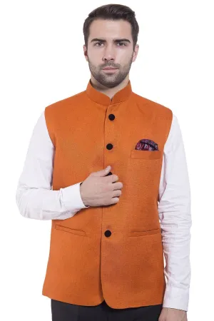 Rayon Orange Modi Nehru Jacket