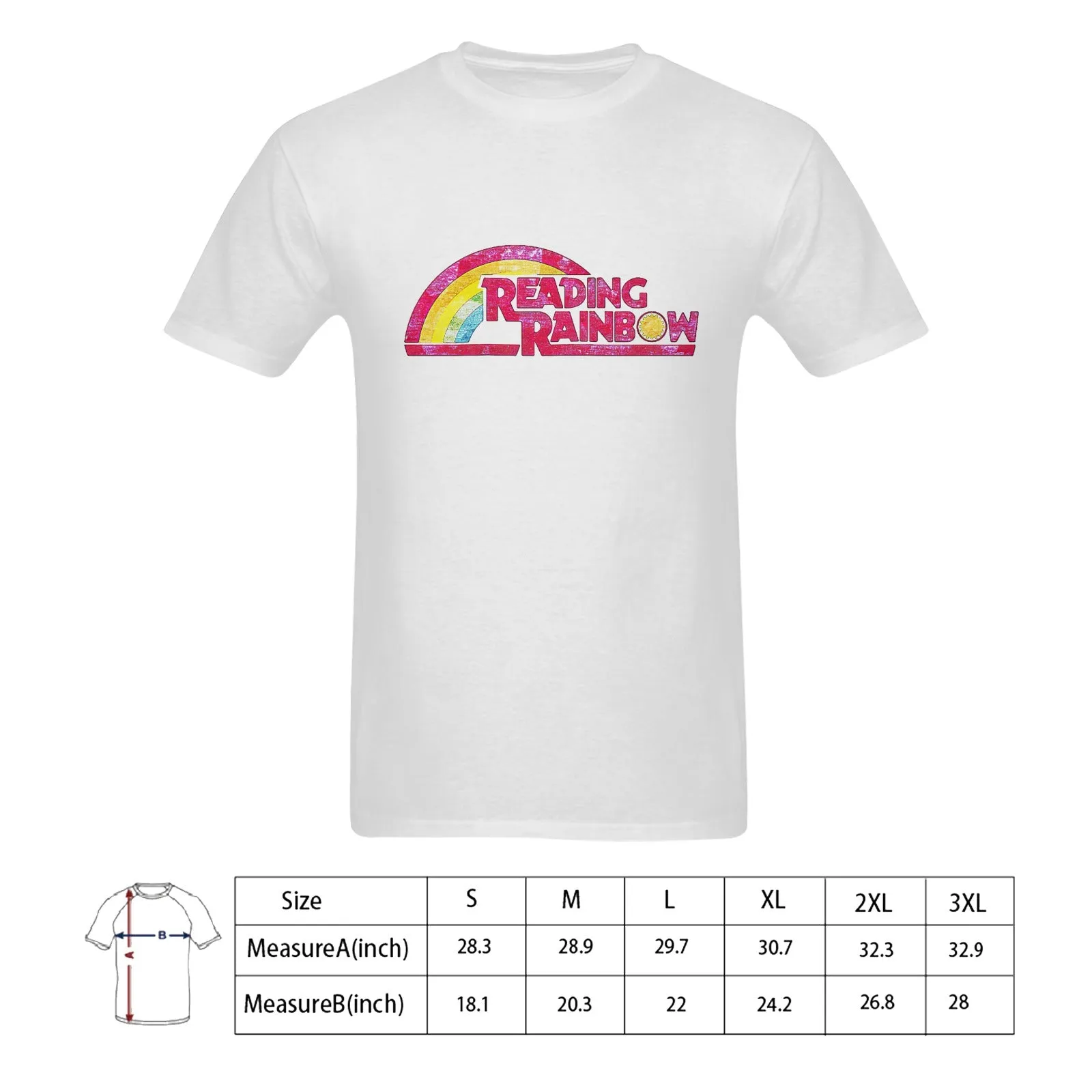 Reading Rainbow Distressed Logo Men's T-shirt 100% Cotton