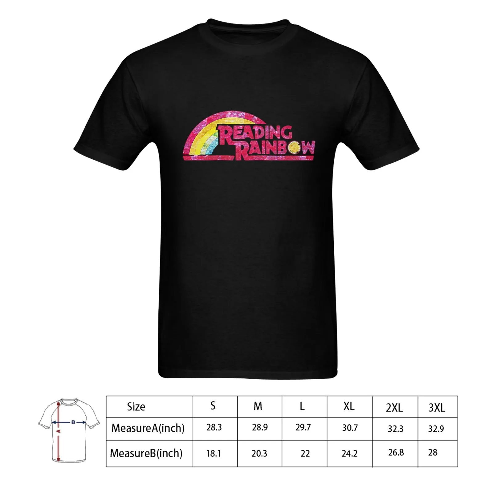 Reading Rainbow Distressed Logo Men's T-shirt 100% Cotton
