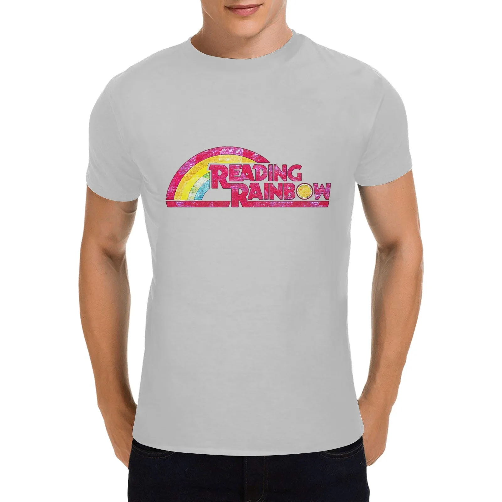 Reading Rainbow Distressed Logo Men's T-shirt 100% Cotton