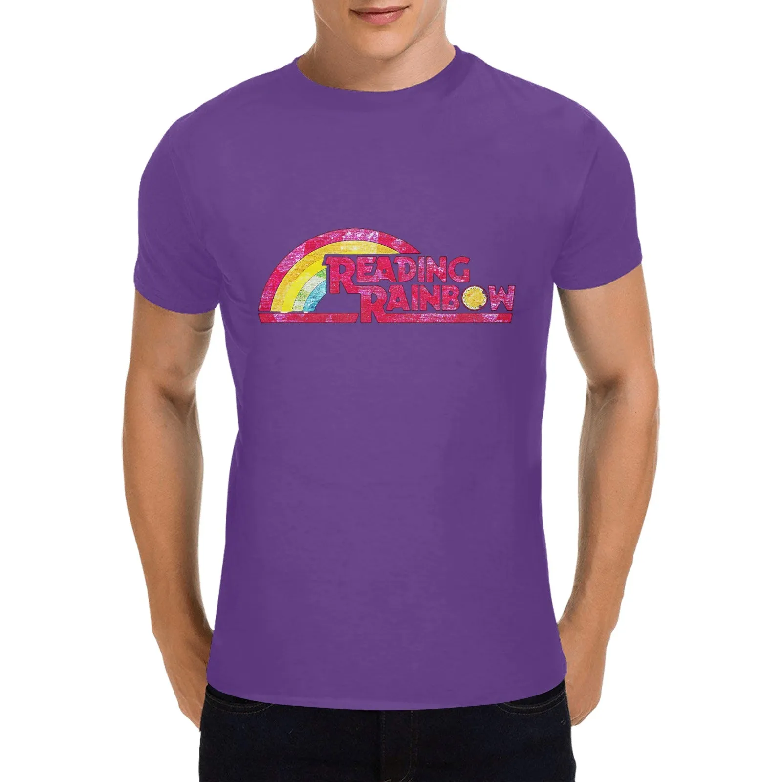 Reading Rainbow Distressed Logo Men's T-shirt 100% Cotton