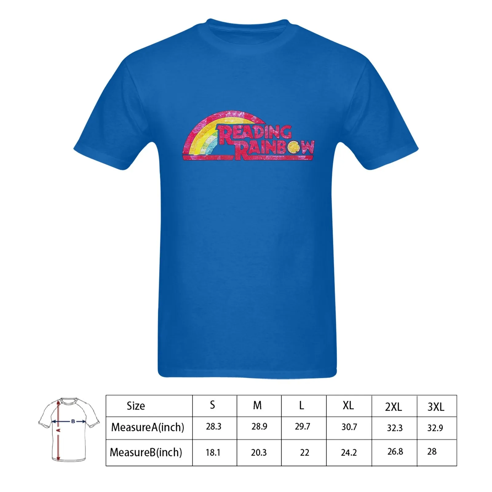 Reading Rainbow Distressed Logo Men's T-shirt 100% Cotton