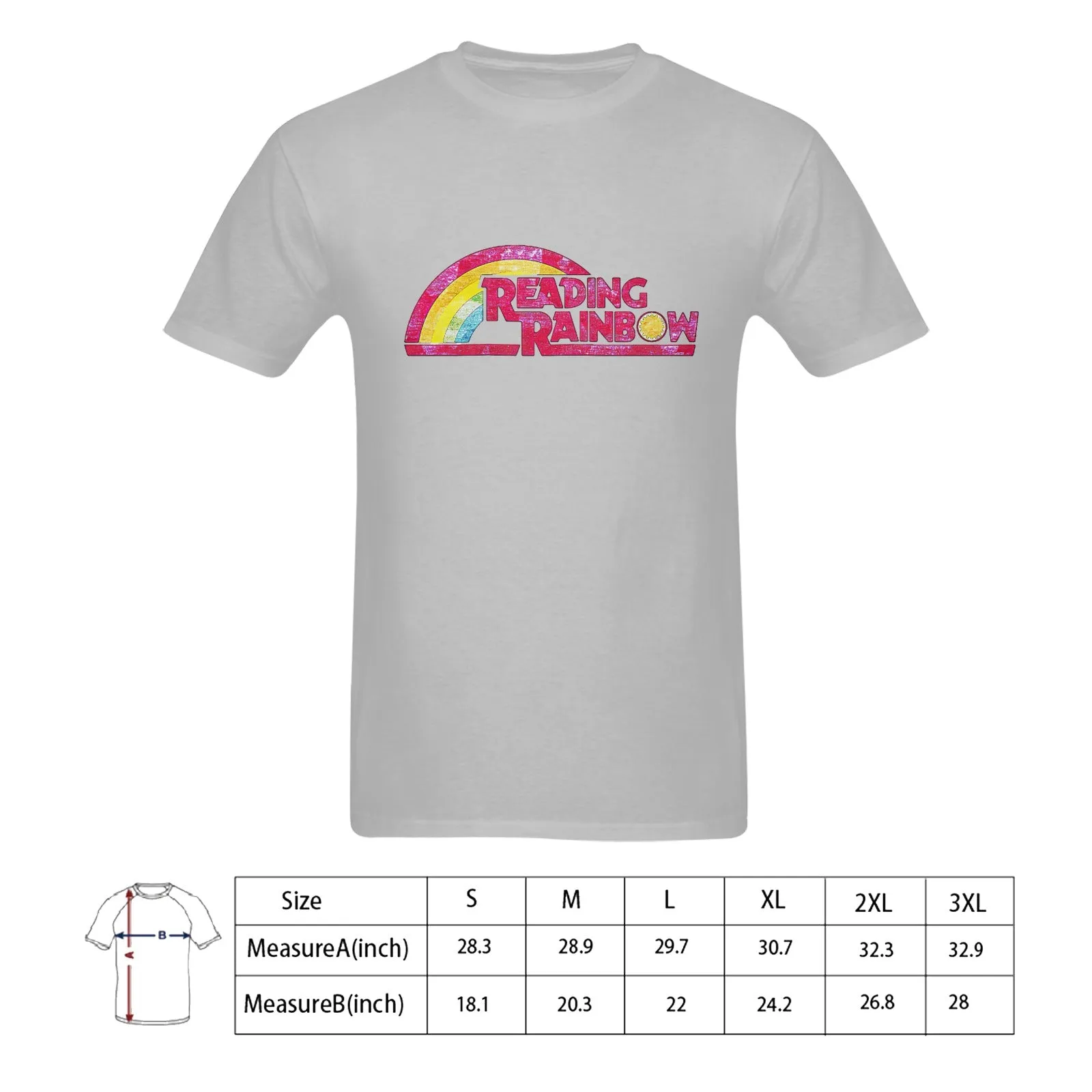 Reading Rainbow Distressed Logo Men's T-shirt 100% Cotton