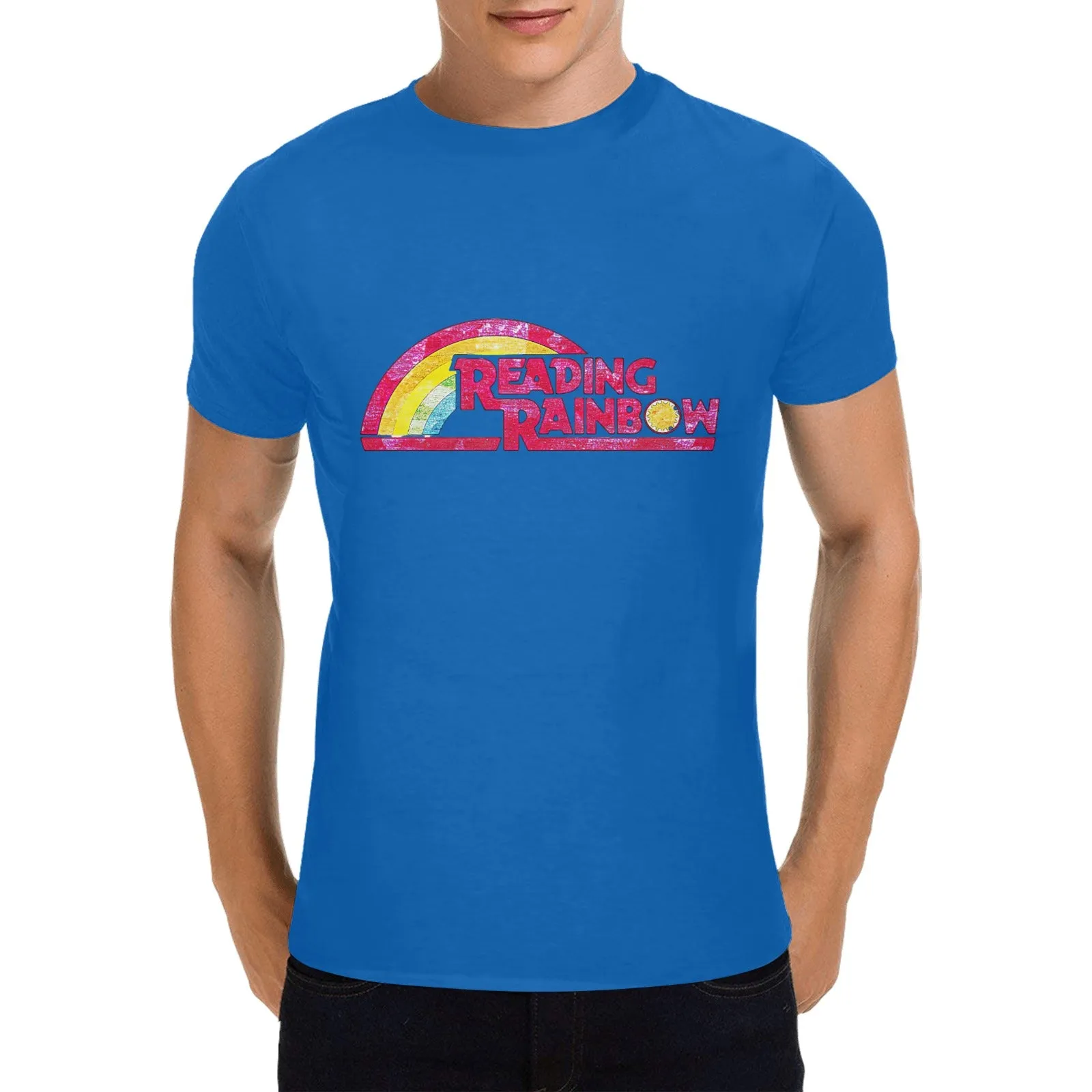 Reading Rainbow Distressed Logo Men's T-shirt 100% Cotton