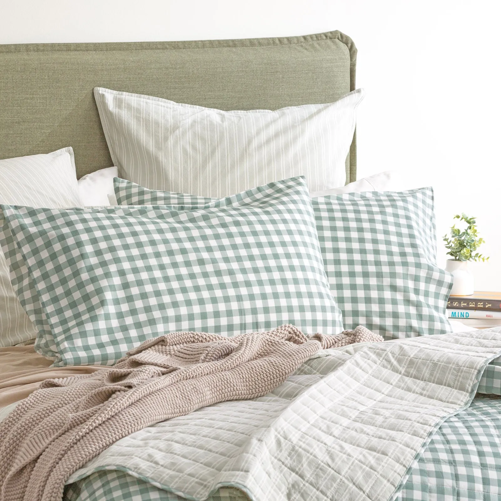 Renee Taylor Alison Yarn Dyed Cotton Reversible Quilted Coverlet Set - Forest