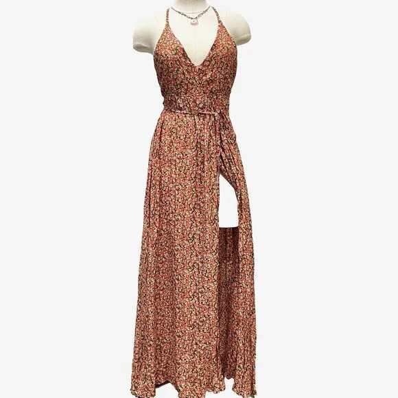 Revolve Faithfull The Brand Womens Floral Print V Neck Maxi Dress Sz 4 high slit