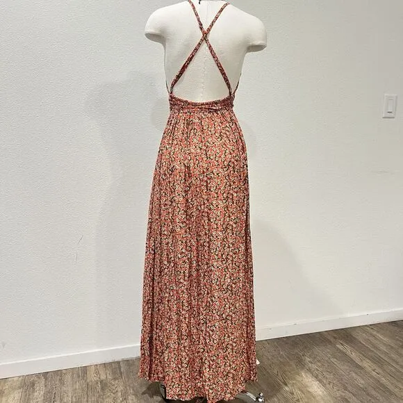 Revolve Faithfull The Brand Womens Floral Print V Neck Maxi Dress Sz 4 high slit