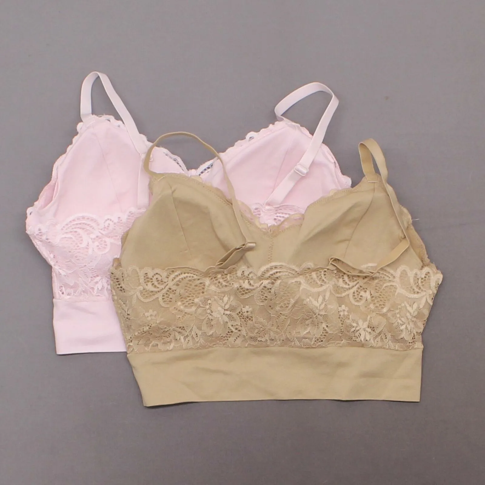 Rhonda Shear 2 Pack Lace Leisure Bras With Removable Pads Nude/ Pink Large