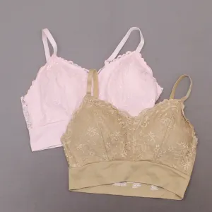 Rhonda Shear 2 Pack Lace Leisure Bras With Removable Pads Nude/ Pink Large