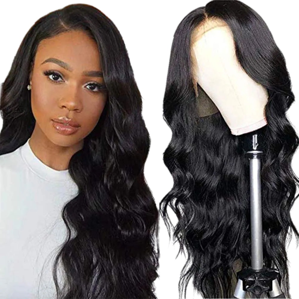 RIO Body Wave Human Hair Front Lace Wig - Natural Black