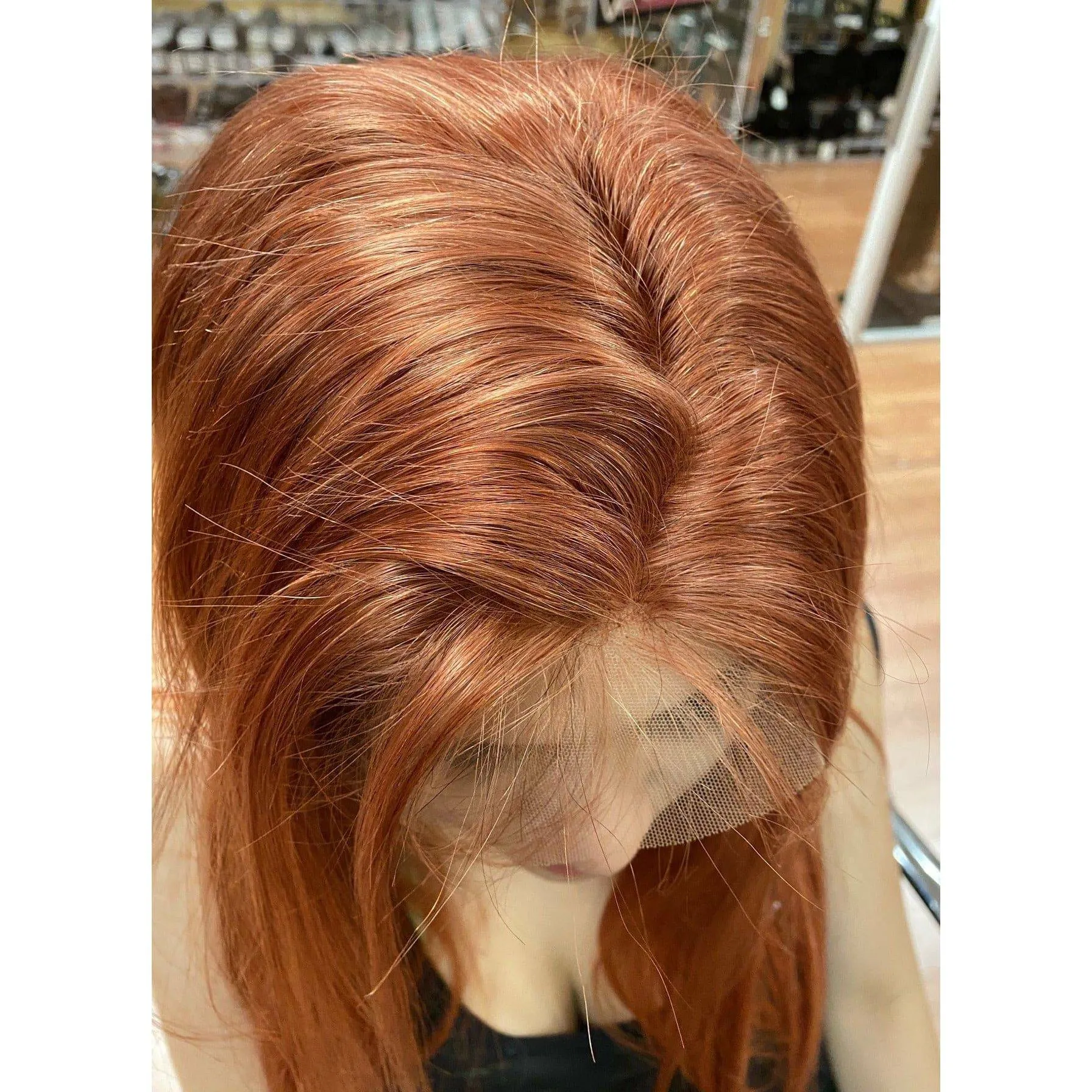 RIO Full Lace Human Hair Wig Straight  color Peach -24''