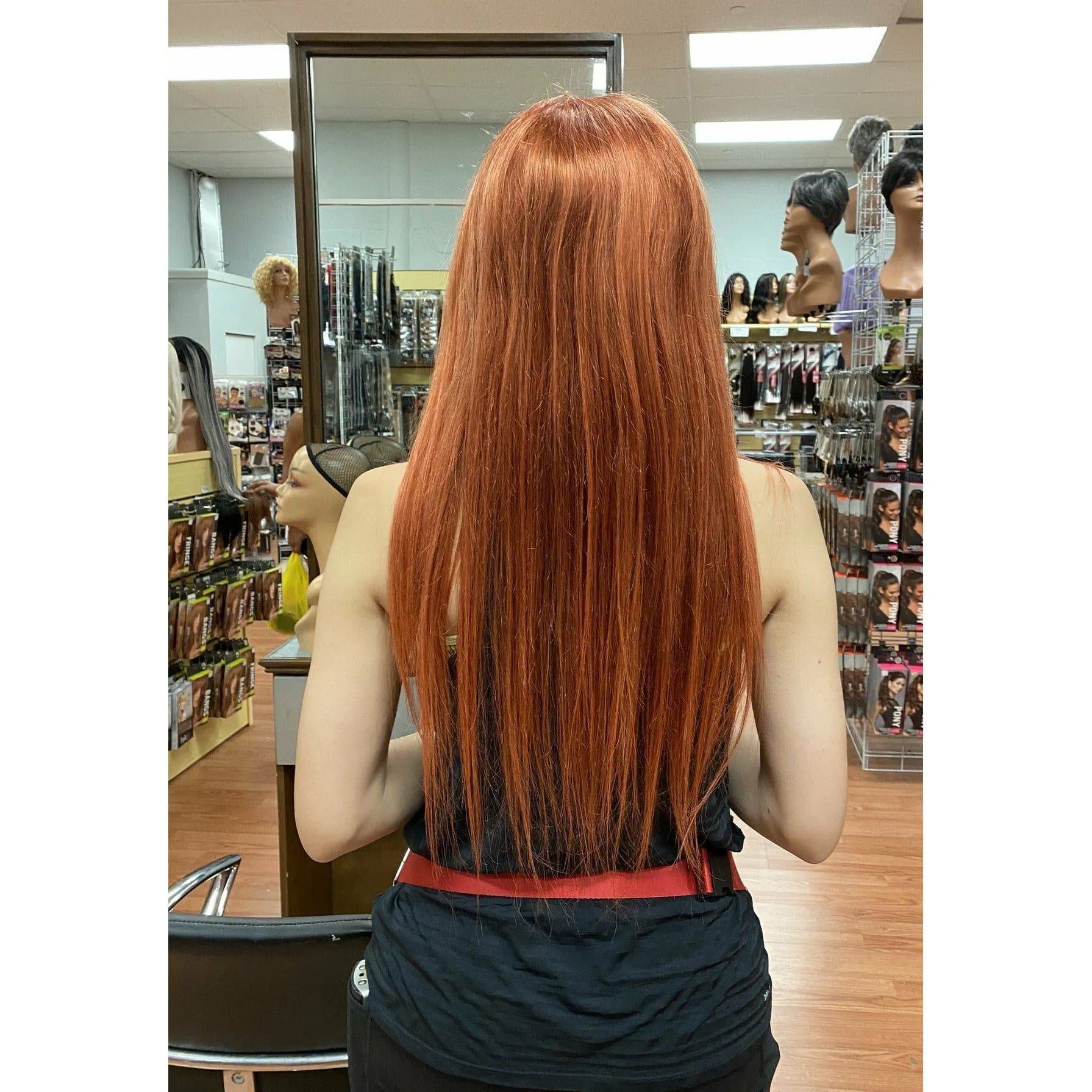RIO Full Lace Human Hair Wig Straight  color Peach -24''