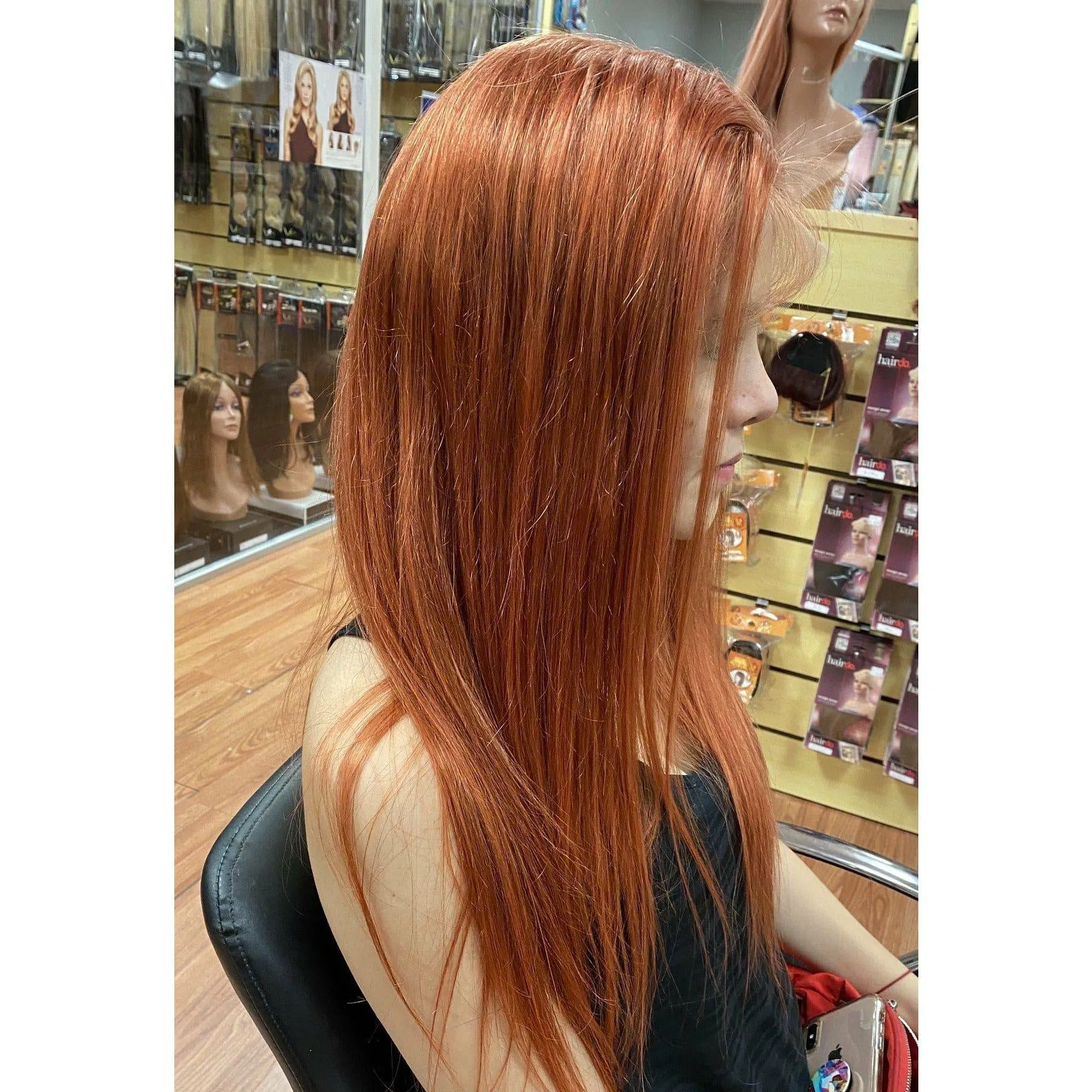 RIO Full Lace Human Hair Wig Straight  color Peach -24''