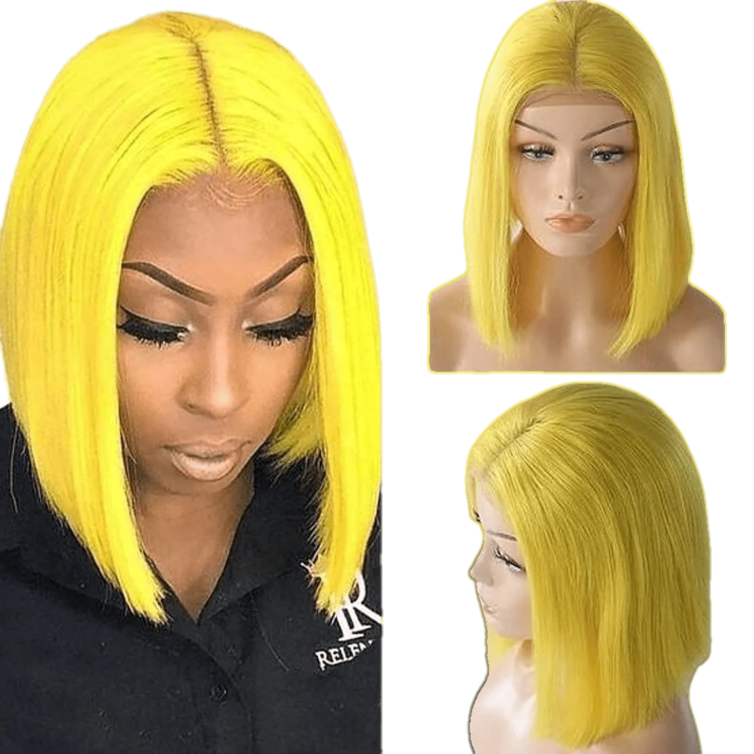 RIO Lace Front U Part Human Hair Bob Wig Straight