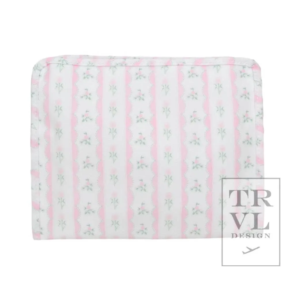 Roadie Large - Ribbon Floral Pink Zip Pouch