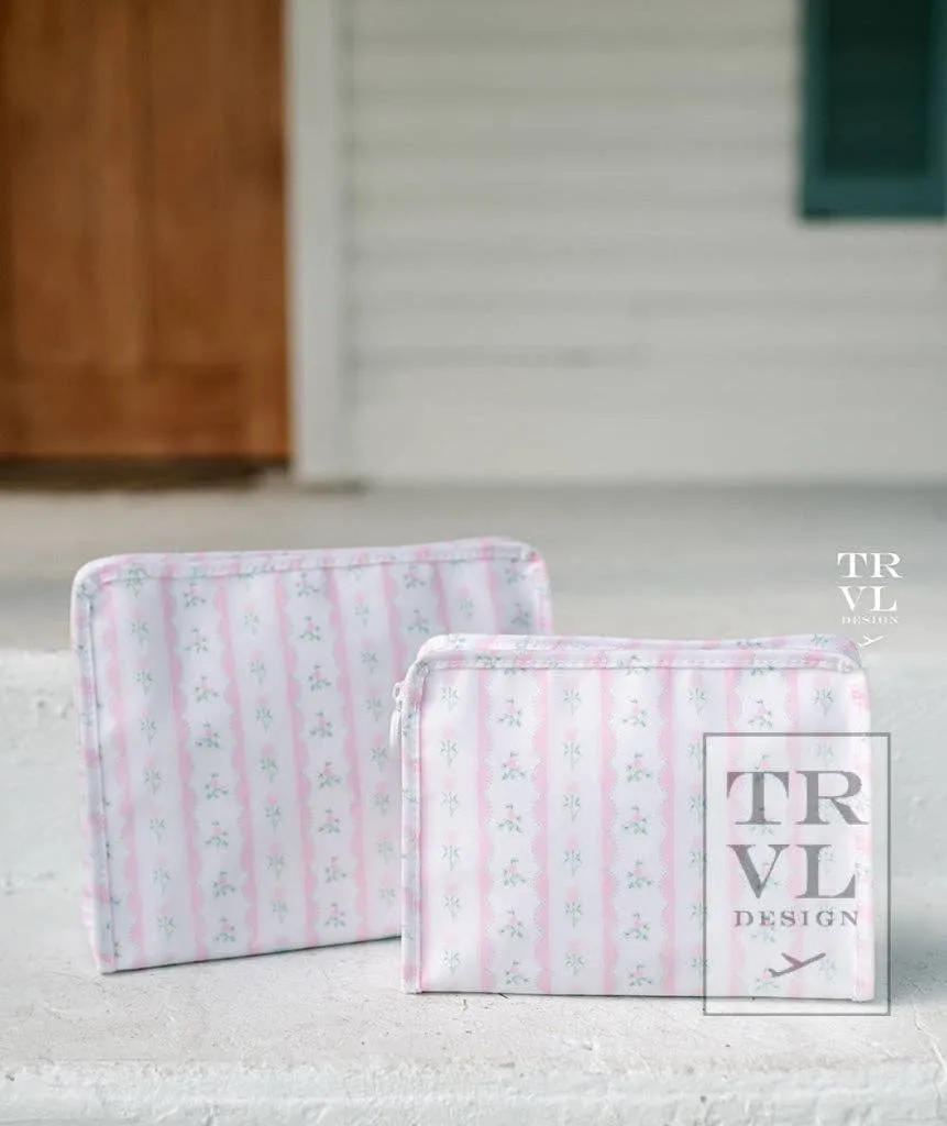 Roadie Large - Ribbon Floral Pink Zip Pouch