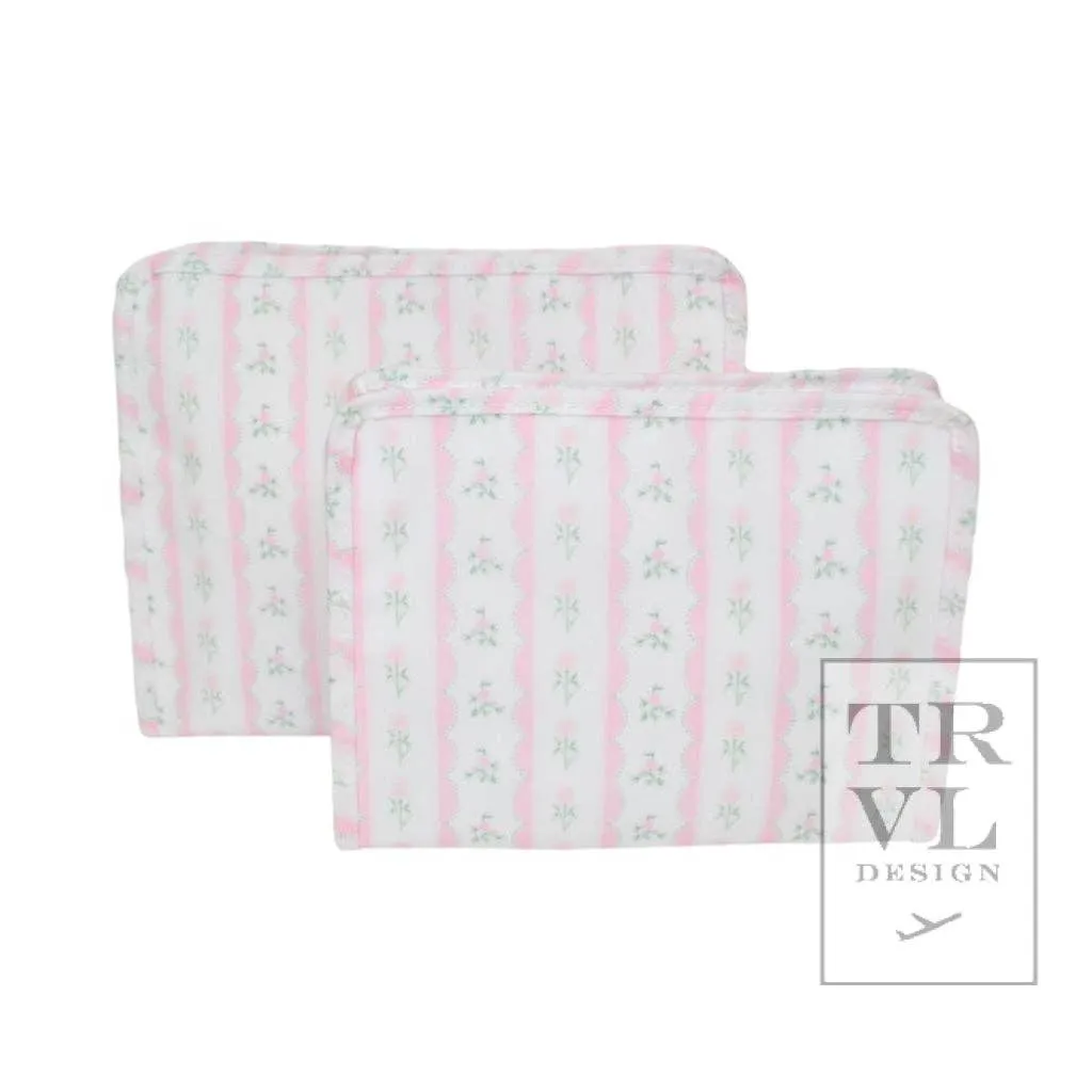 Roadie Large - Ribbon Floral Pink Zip Pouch