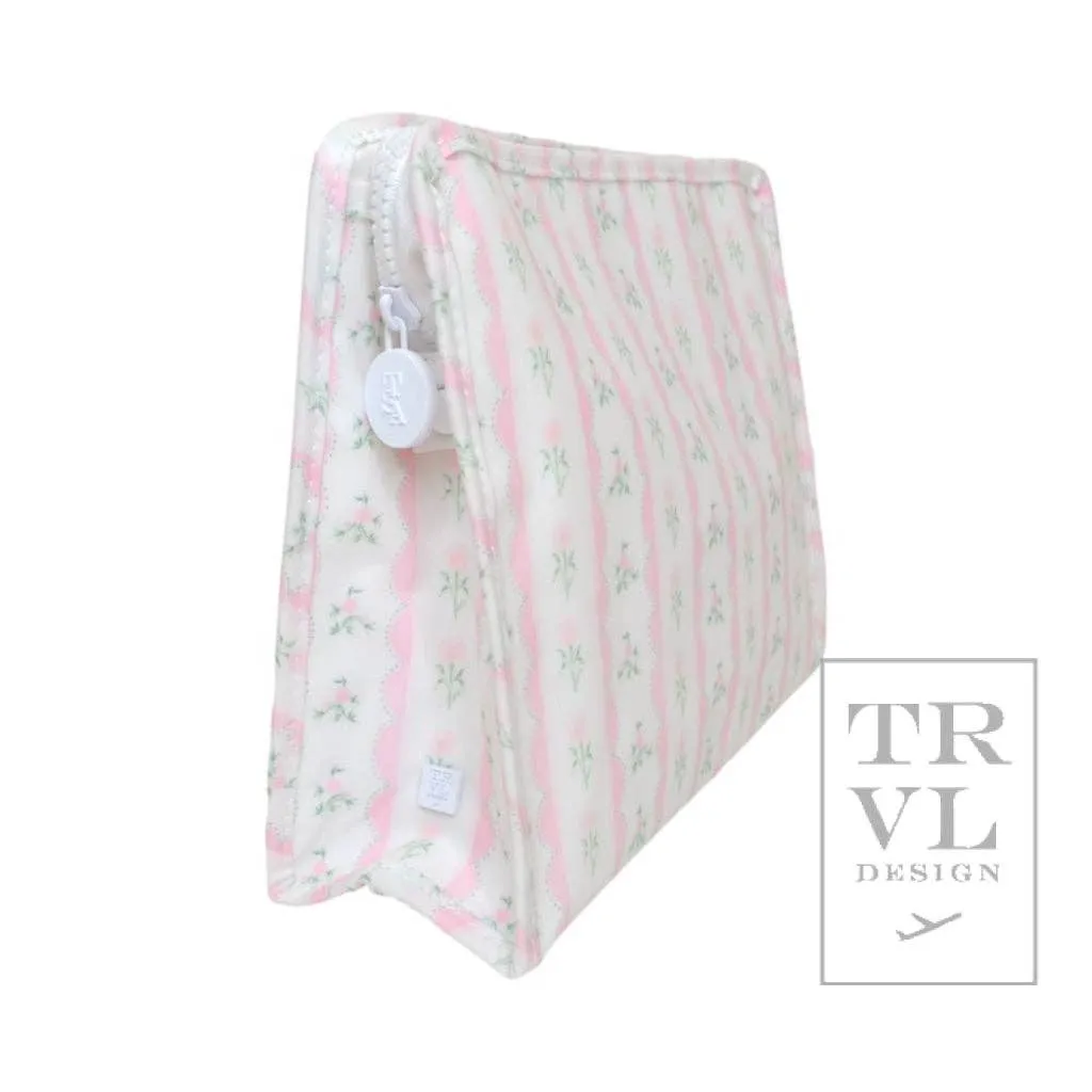 Roadie Large - Ribbon Floral Pink Zip Pouch