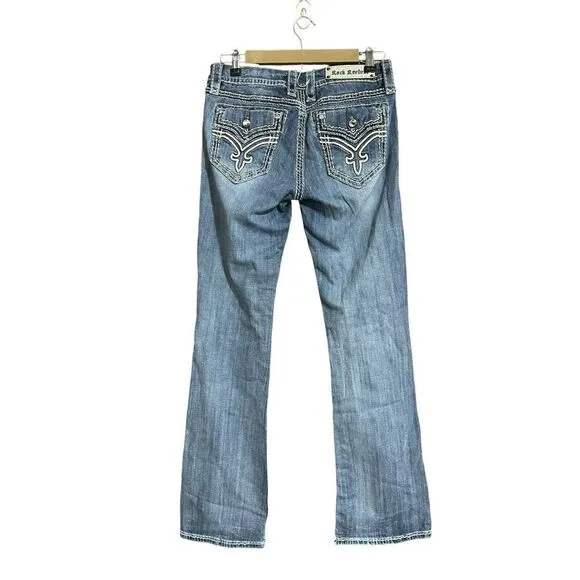 Rock Revival Donna Boot Cut Rocker Western Festival Distressed Rodeo Jeans 29