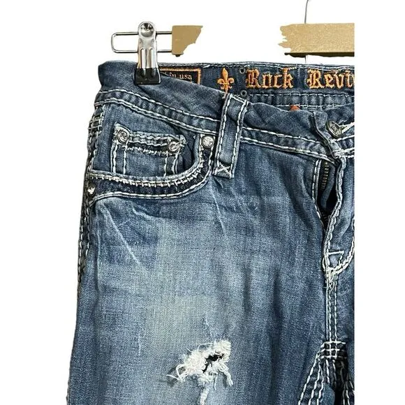 Rock Revival Donna Boot Cut Rocker Western Festival Distressed Rodeo Jeans 29
