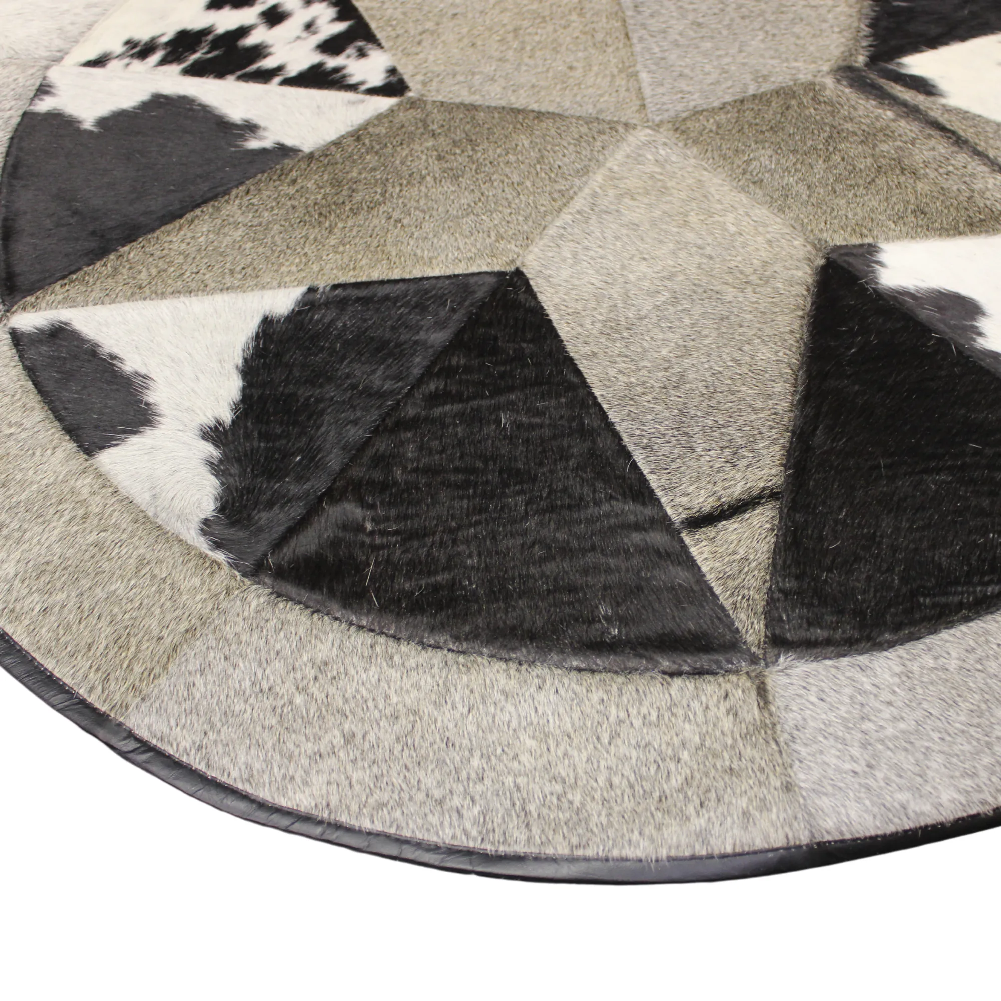 Round Patchwork Star Cowhide Rug - Size 40 Inches