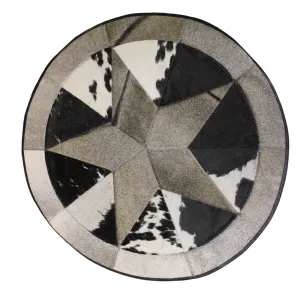 Round Patchwork Star Cowhide Rug - Size 40 Inches