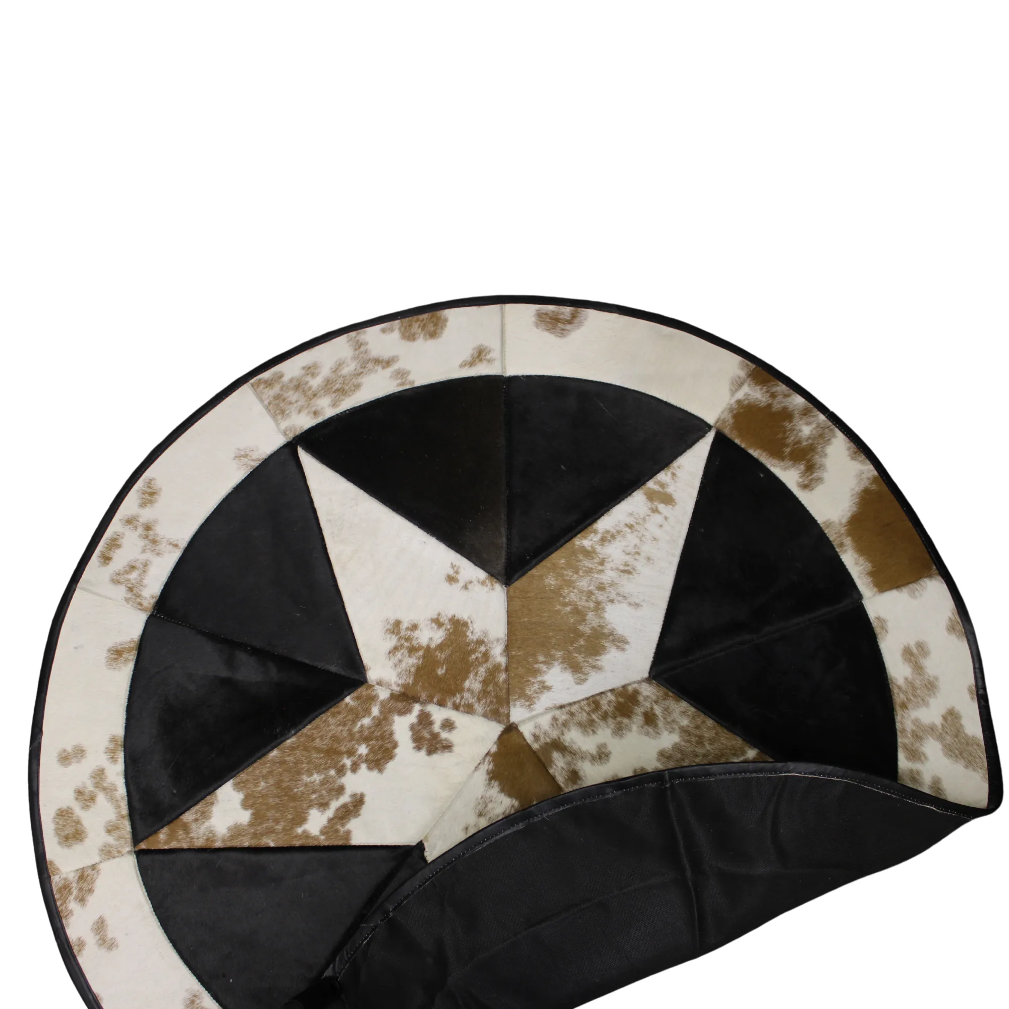 Round Patchwork Star Cowhide Rug - Size 40 Inches