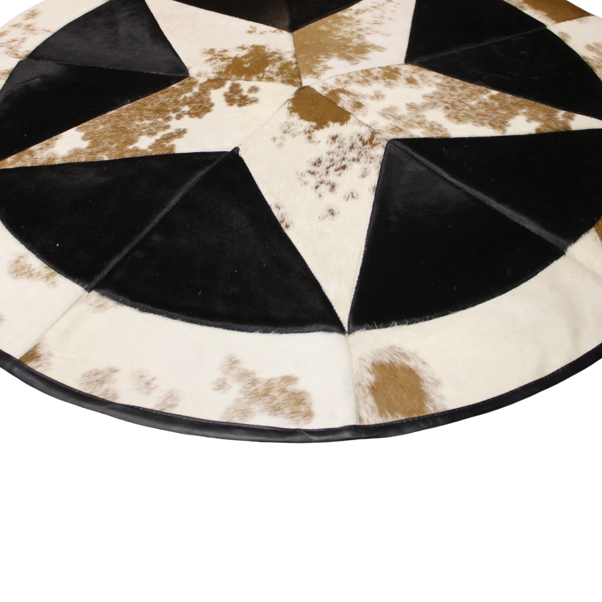 Round Patchwork Star Cowhide Rug - Size 40 Inches