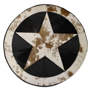 Round Patchwork Star Cowhide Rug - Size 40 Inches