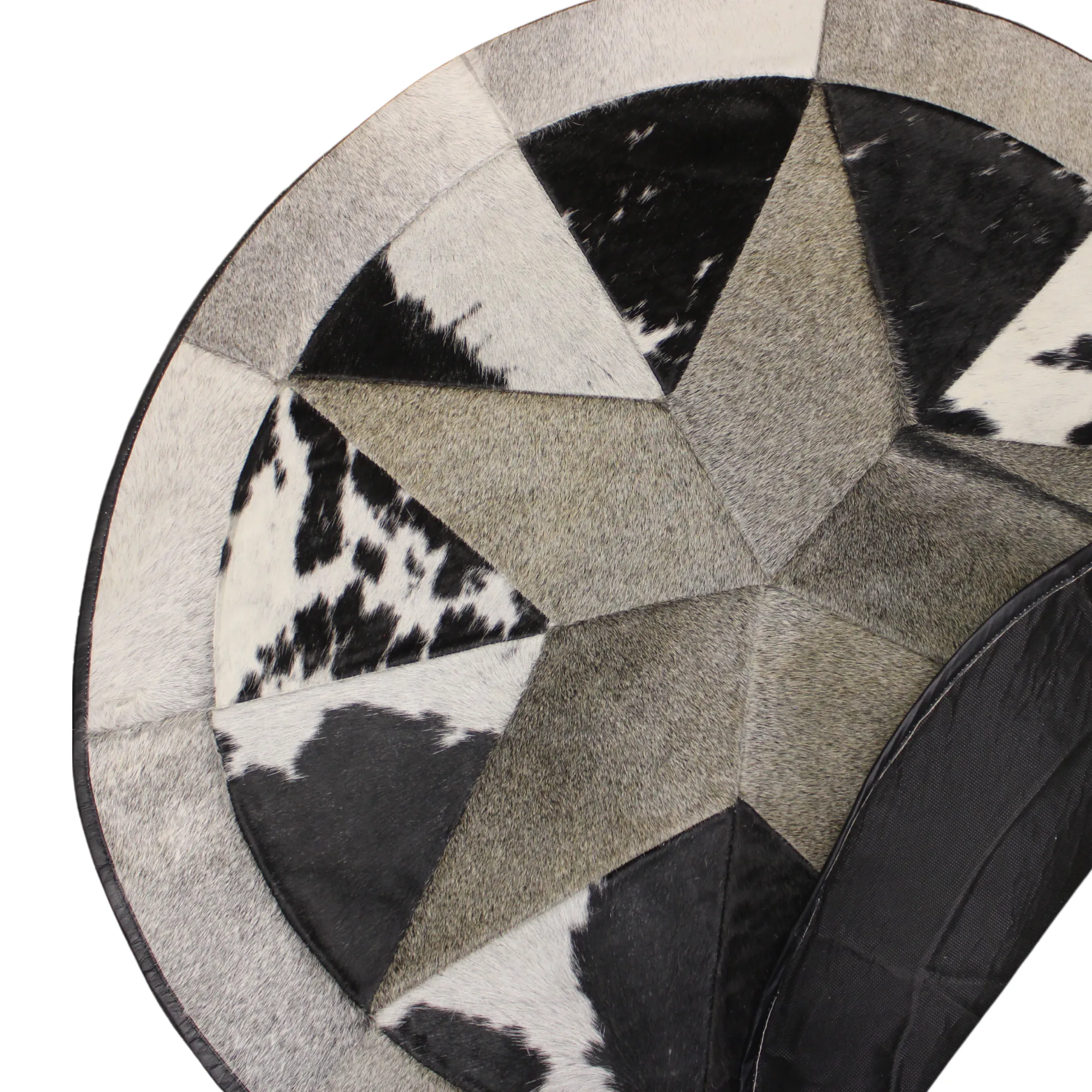 Round Patchwork Star Cowhide Rug - Size 40 Inches