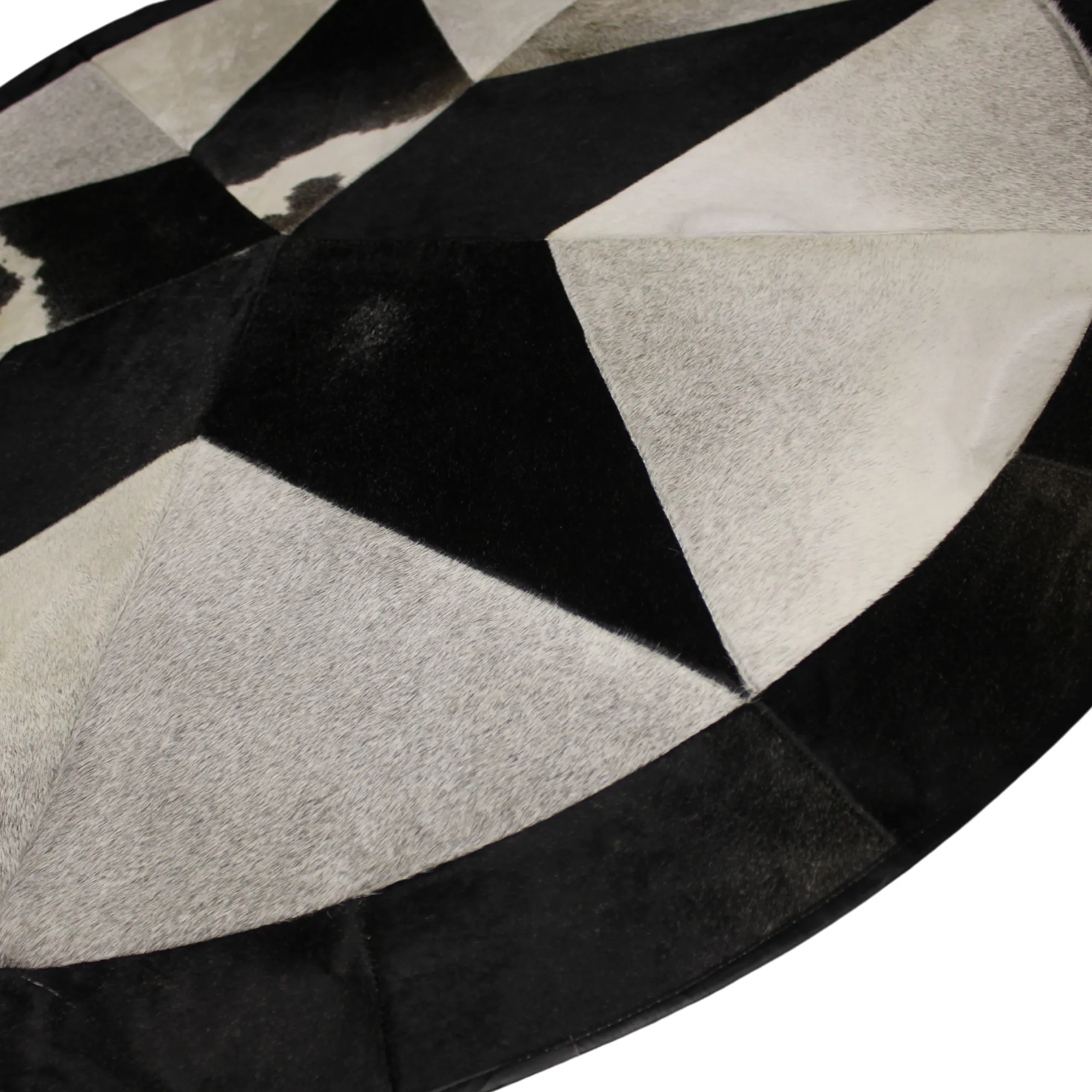 Round Patchwork Star Cowhide Rug - Size 60 Inches