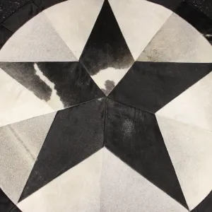 Round Patchwork Star Cowhide Rug - Size 60 Inches