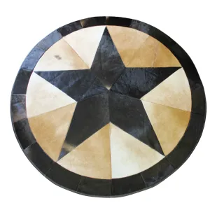 Round Patchwork Star Cowhide Rug - Size 60 Inches