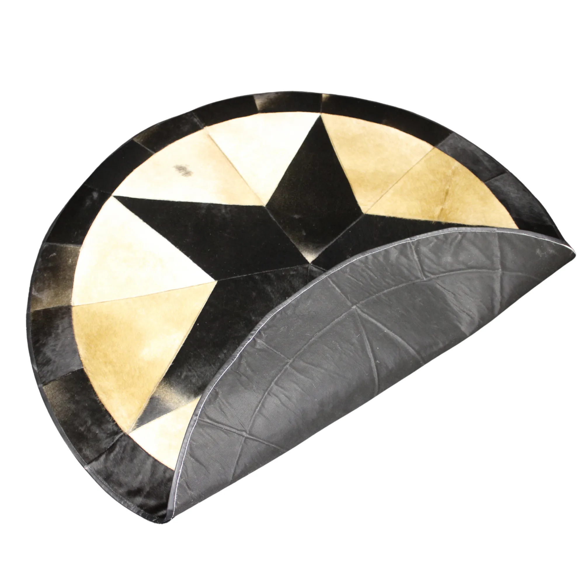 Round Patchwork Star Cowhide Rug - Size 60 Inches
