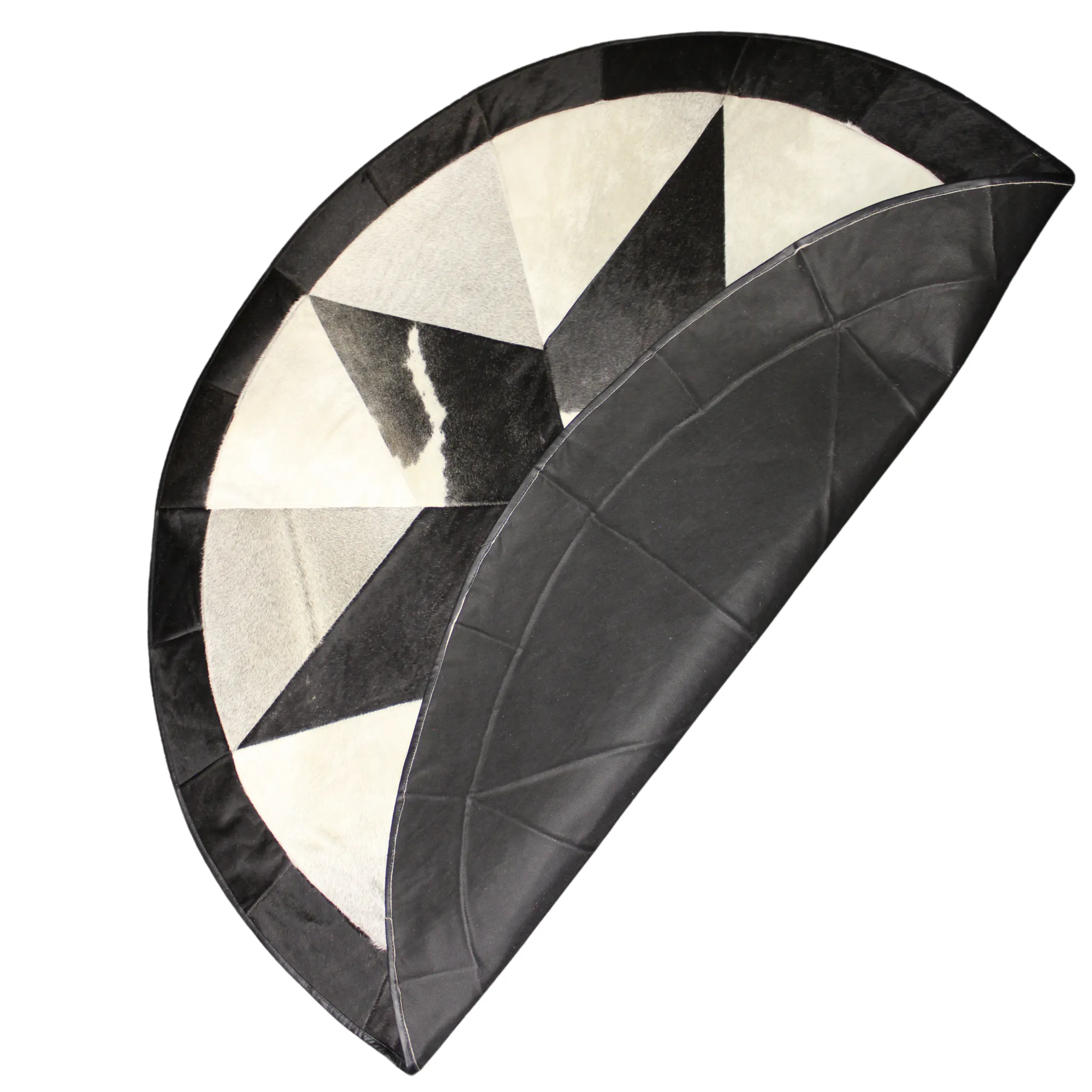 Round Patchwork Star Cowhide Rug - Size 60 Inches