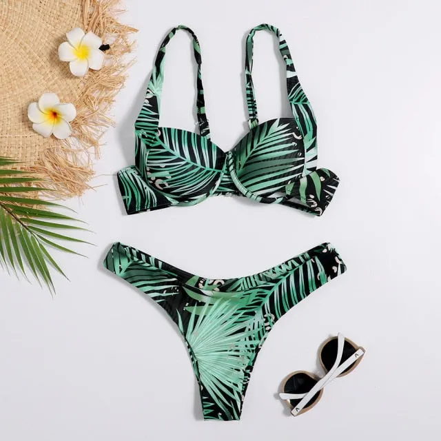 RUUHEE Bikini Swimwear Women Swimsuit 2021 Leopard Brazilian Bikini Set Push Up Bathing Suit Female Summer Beach Wear Biquini