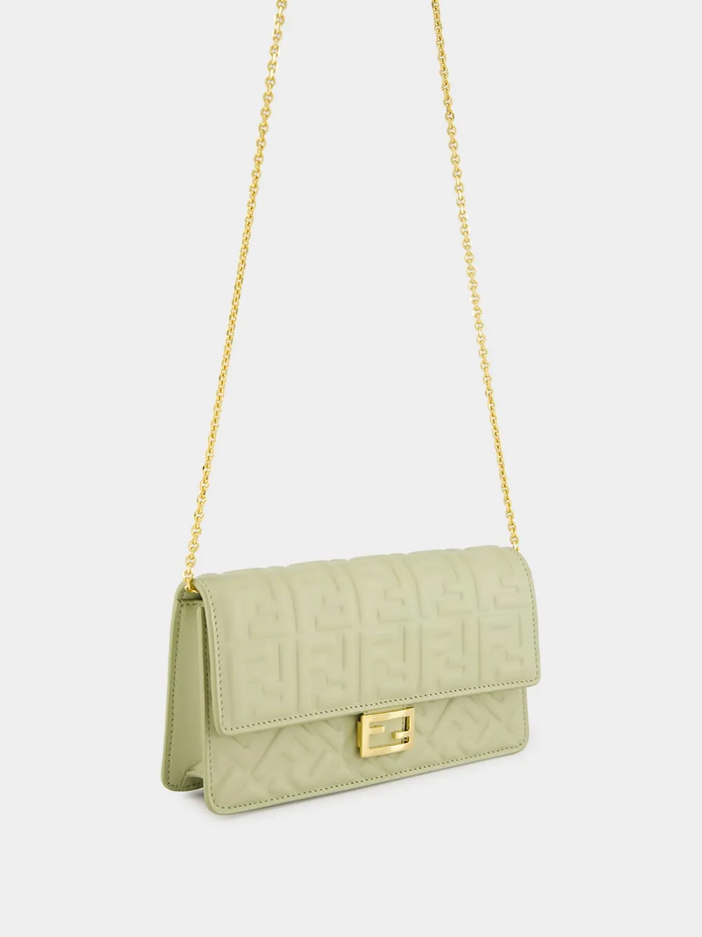 Sage Green Nappa Leather with FF Motif Baguette