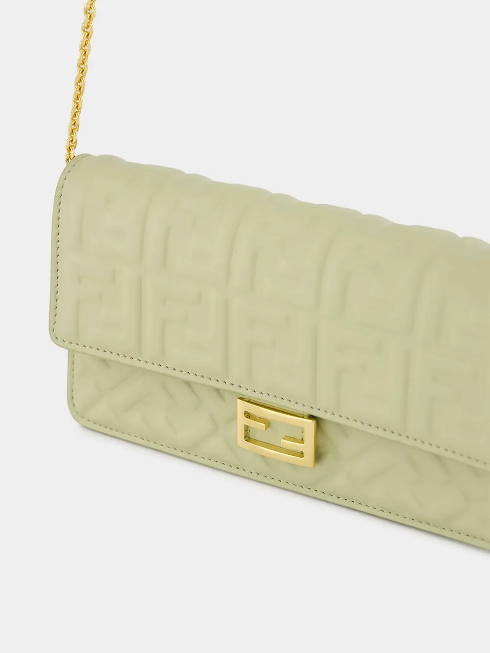 Sage Green Nappa Leather with FF Motif Baguette