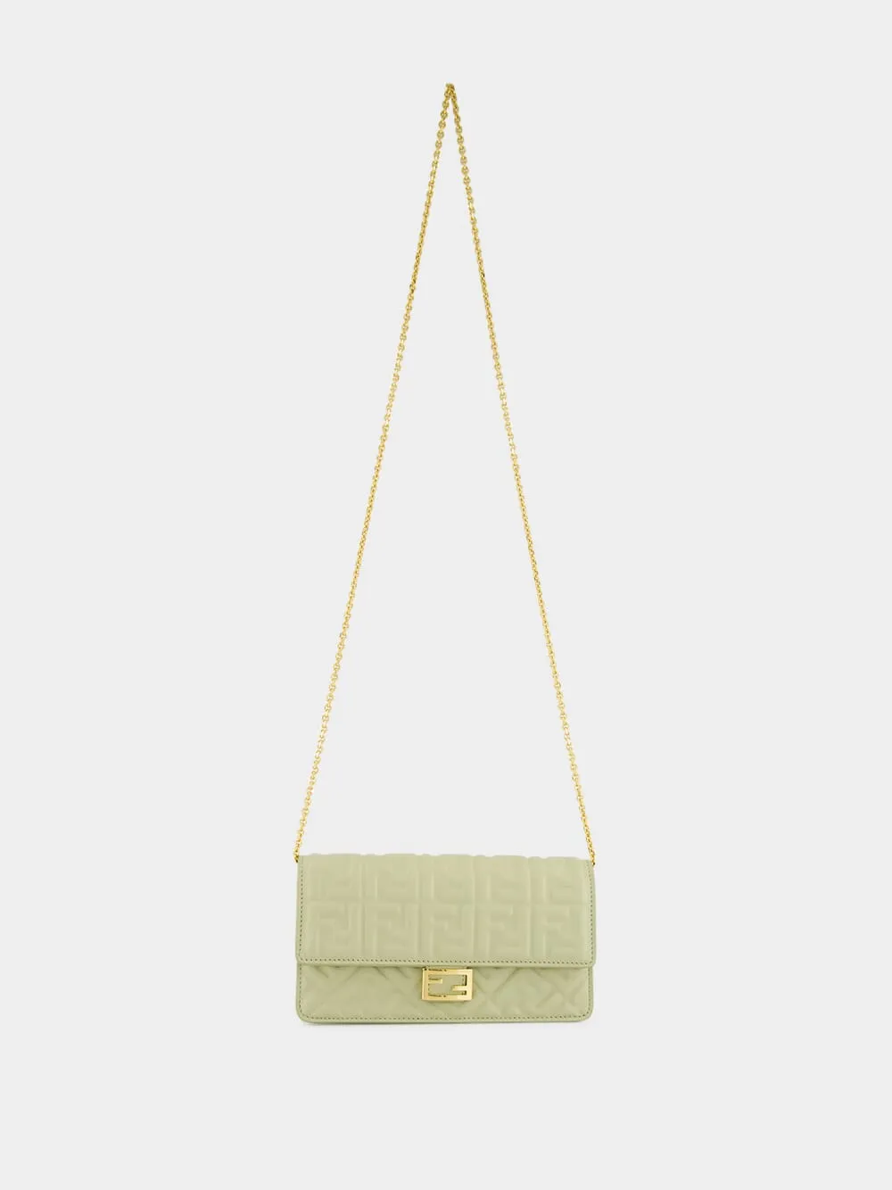Sage Green Nappa Leather with FF Motif Baguette