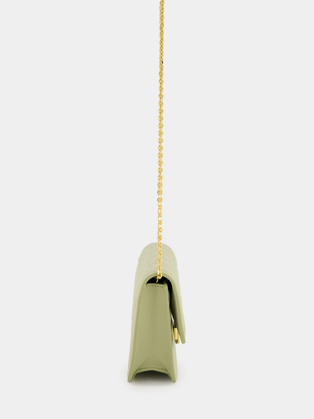 Sage Green Nappa Leather with FF Motif Baguette