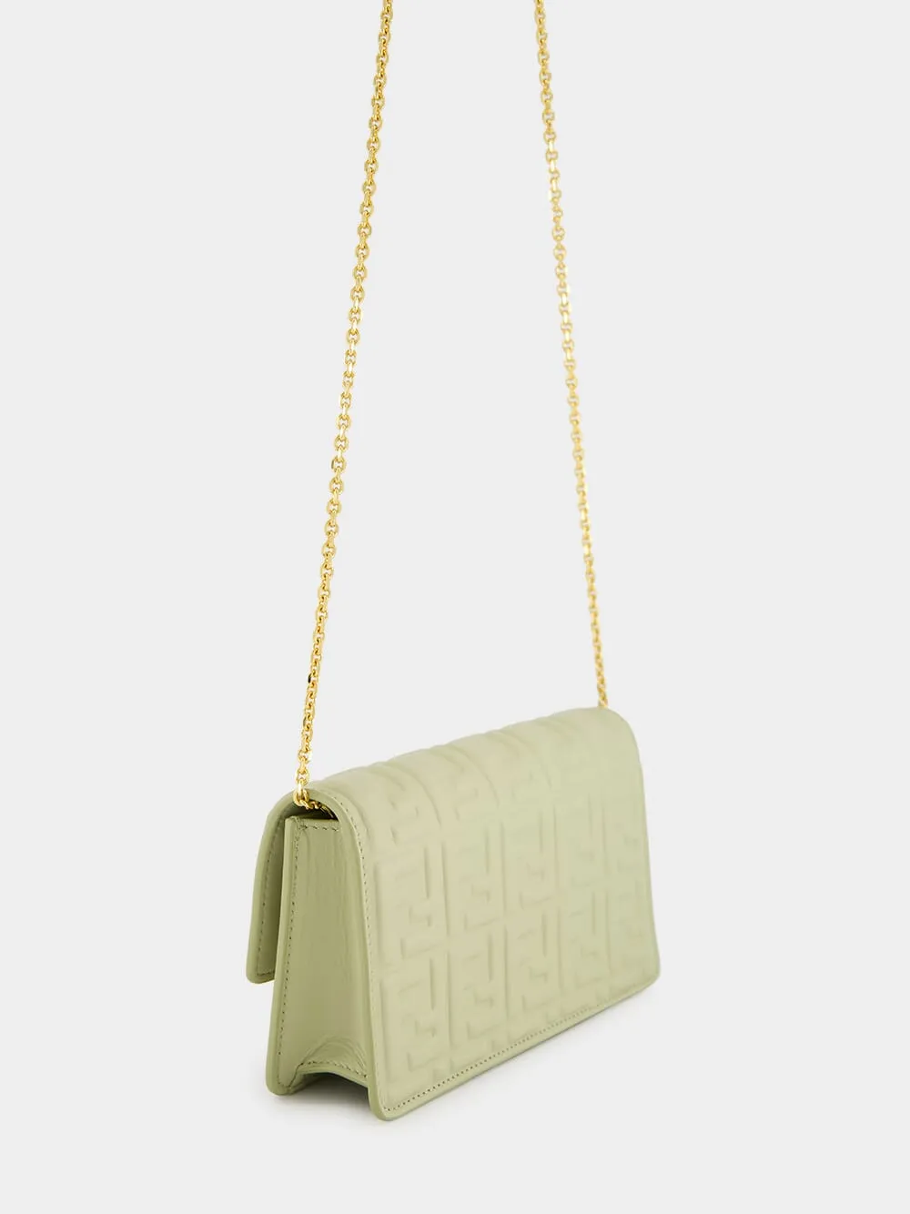 Sage Green Nappa Leather with FF Motif Baguette