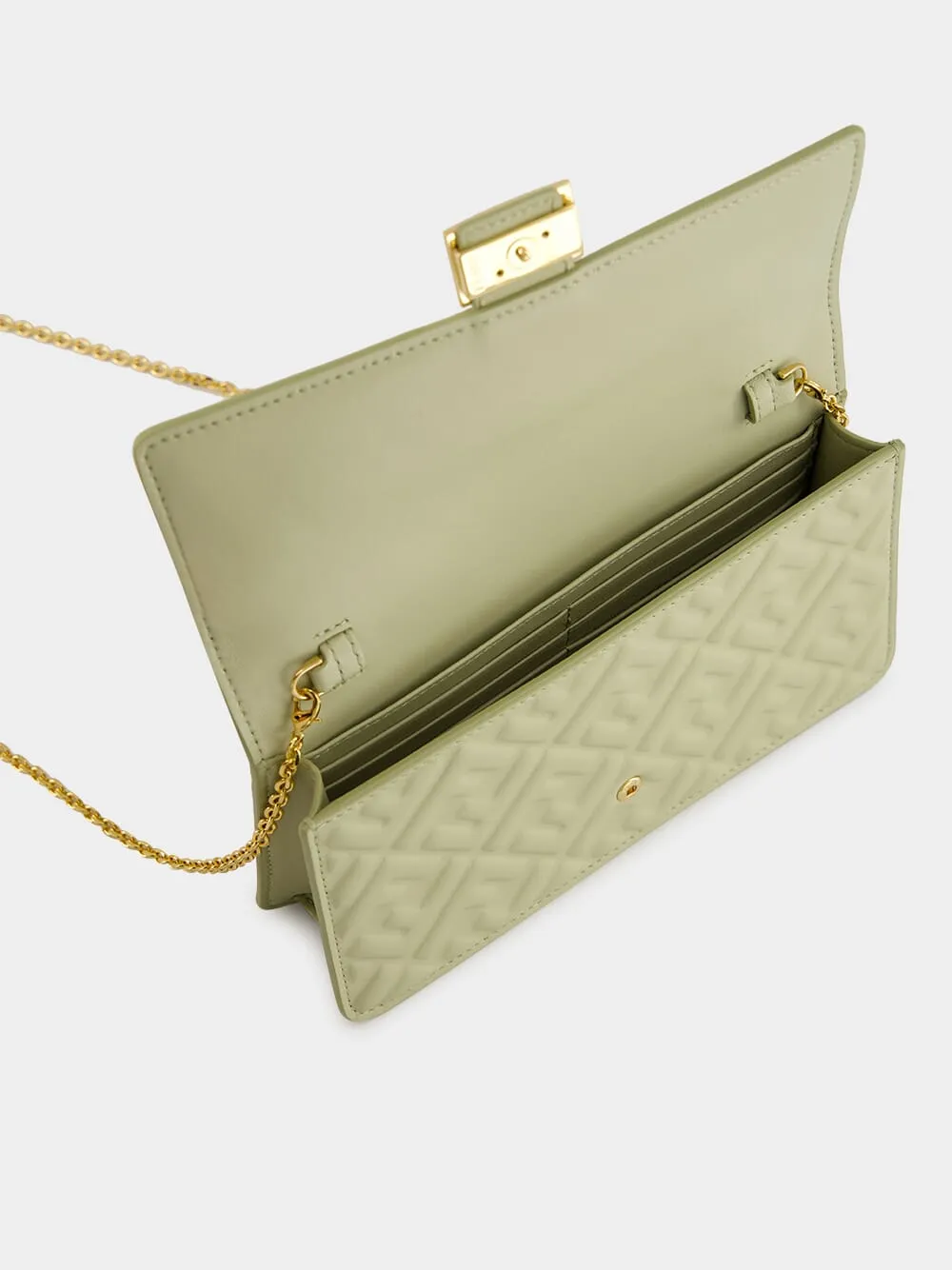 Sage Green Nappa Leather with FF Motif Baguette
